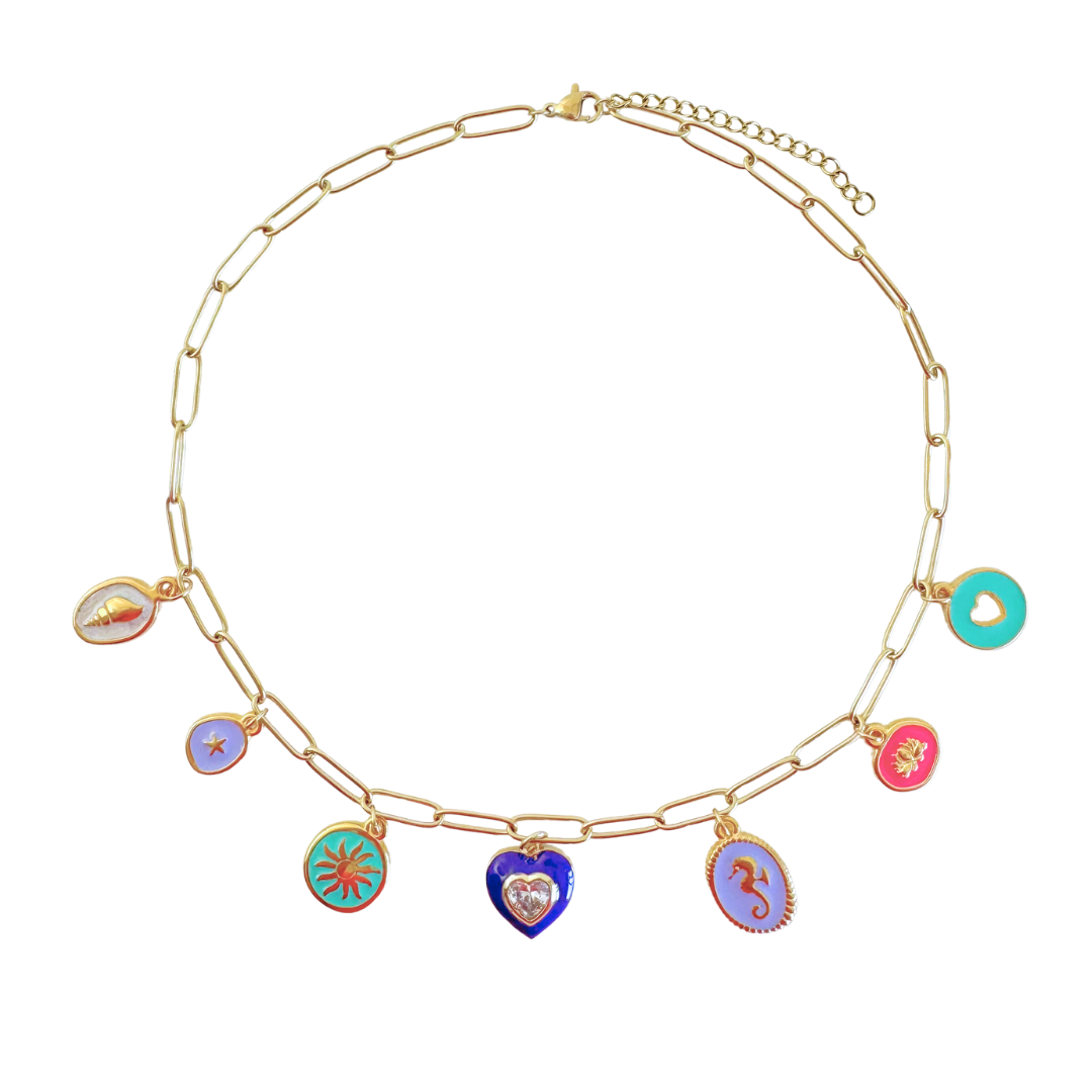Schakelketting met bedels | Heart Purple