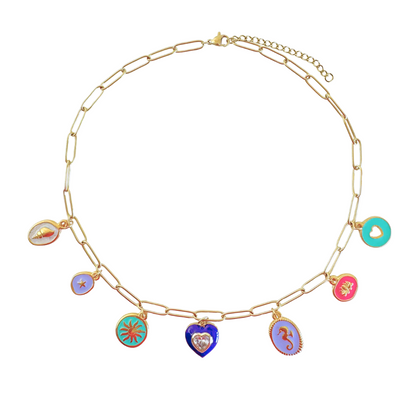 Schakelketting met bedels | Heart Purple