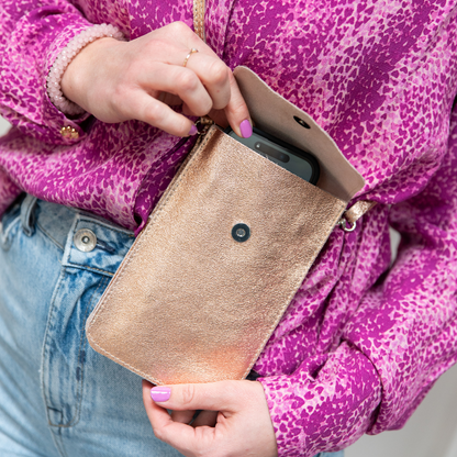 Handytasche Maike (Leder) 2 Fächer | Rosé Metallic