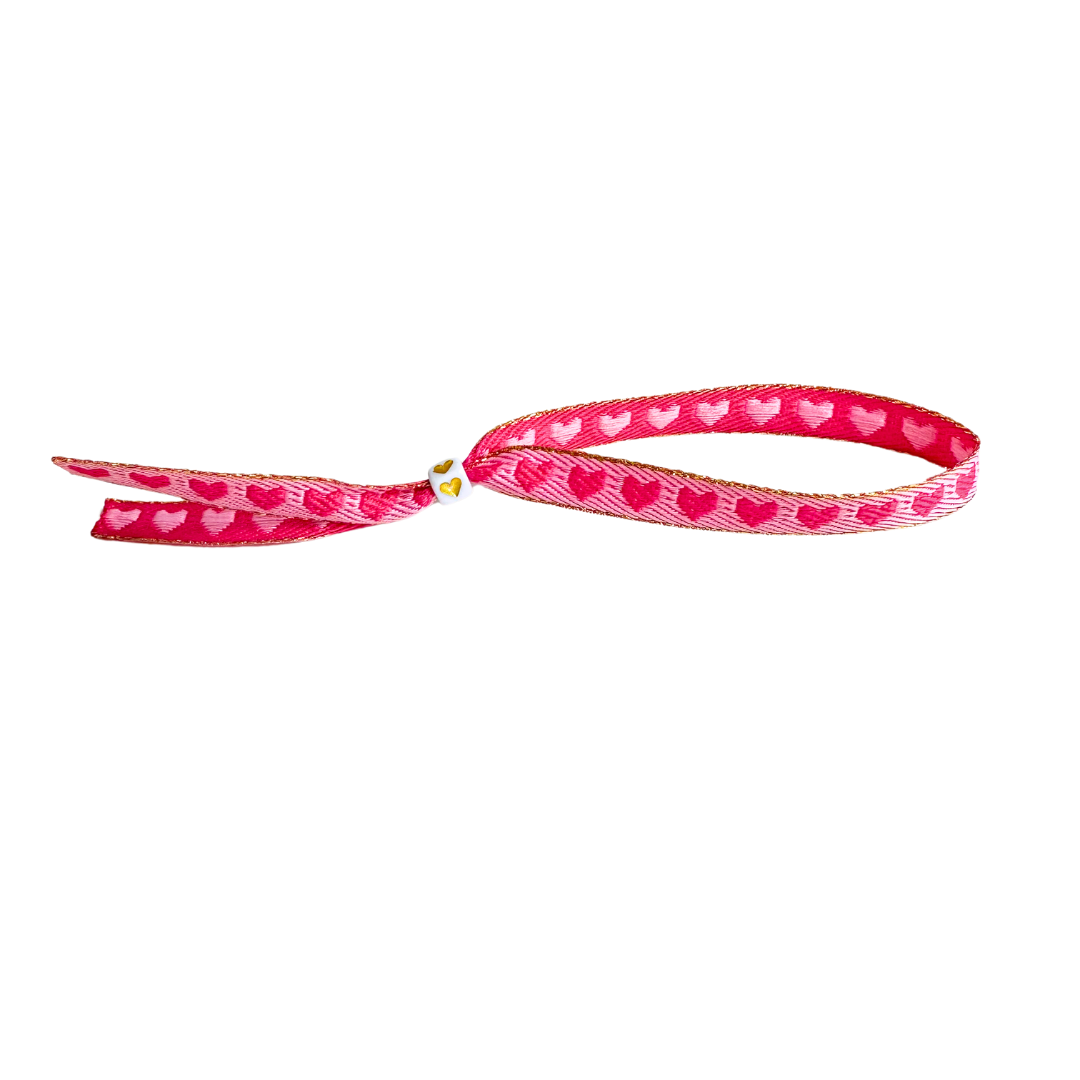 Armband mit Bändern Herzen Fuchsia