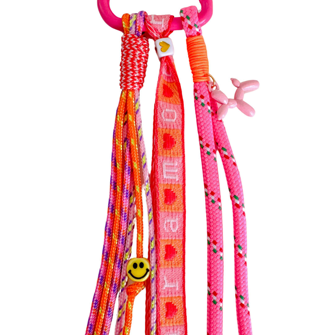 Telefonkabel kurz | Fuchsia-Türkis