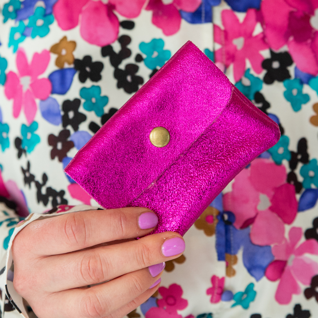 Ledergeldbörse | Fuchsia Metallic