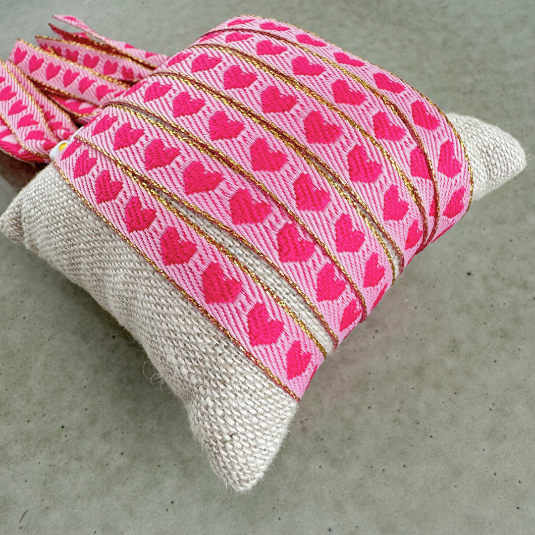 Lint Armbandje Hartjes Fuchsia