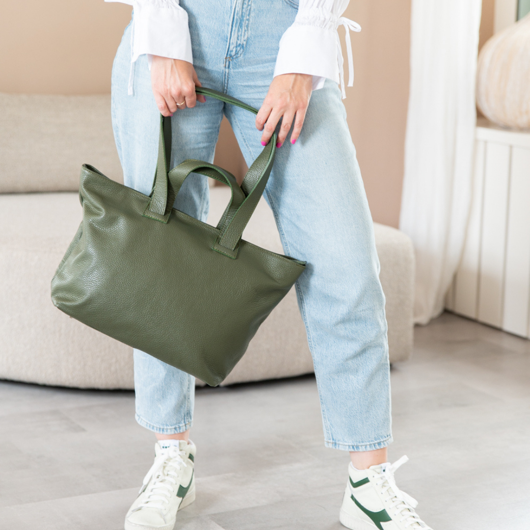 Leder Shopper Eve | Olive