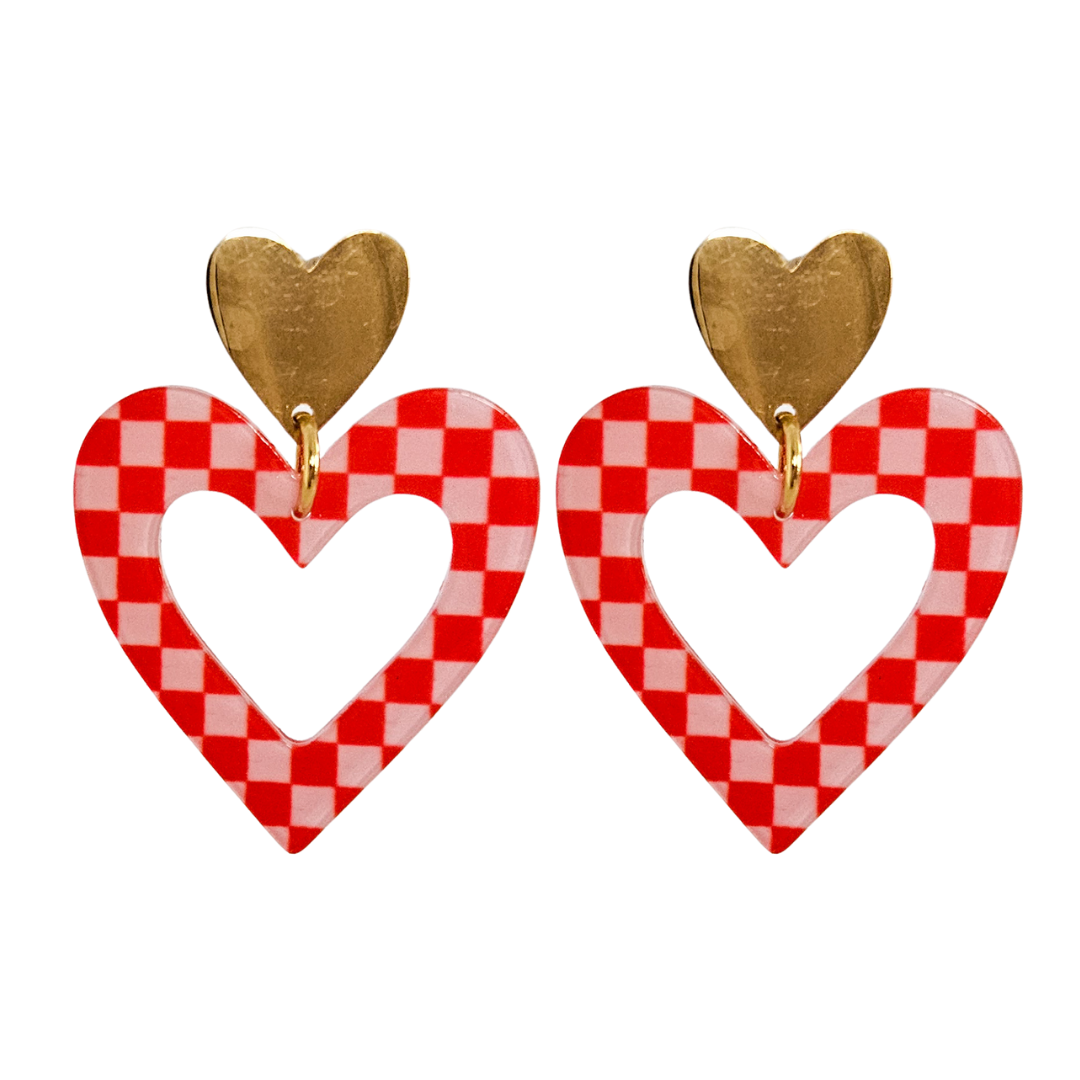 Ohrringe Herzen | Rot - Gold