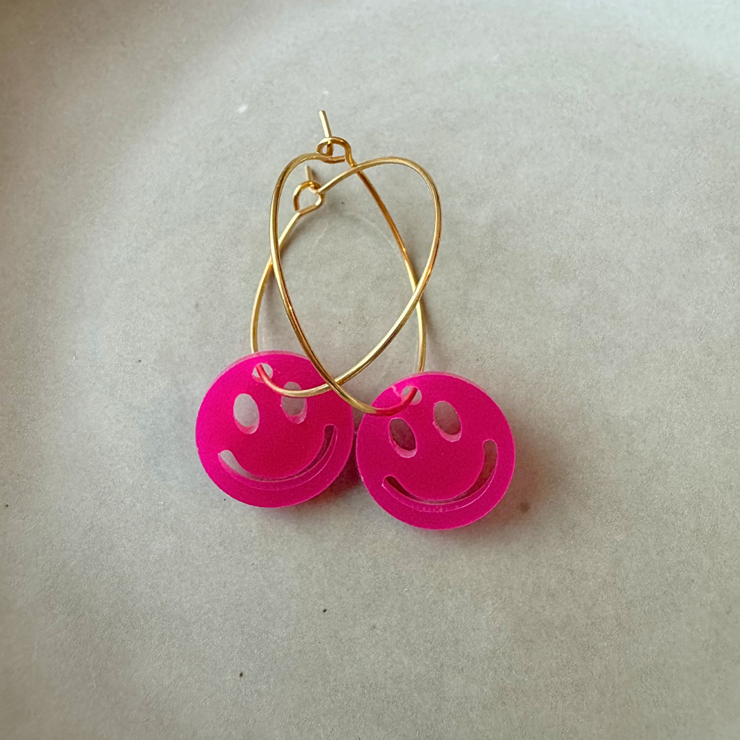 Oorbellen Hoops Lume Charms | Smile Fuchsia