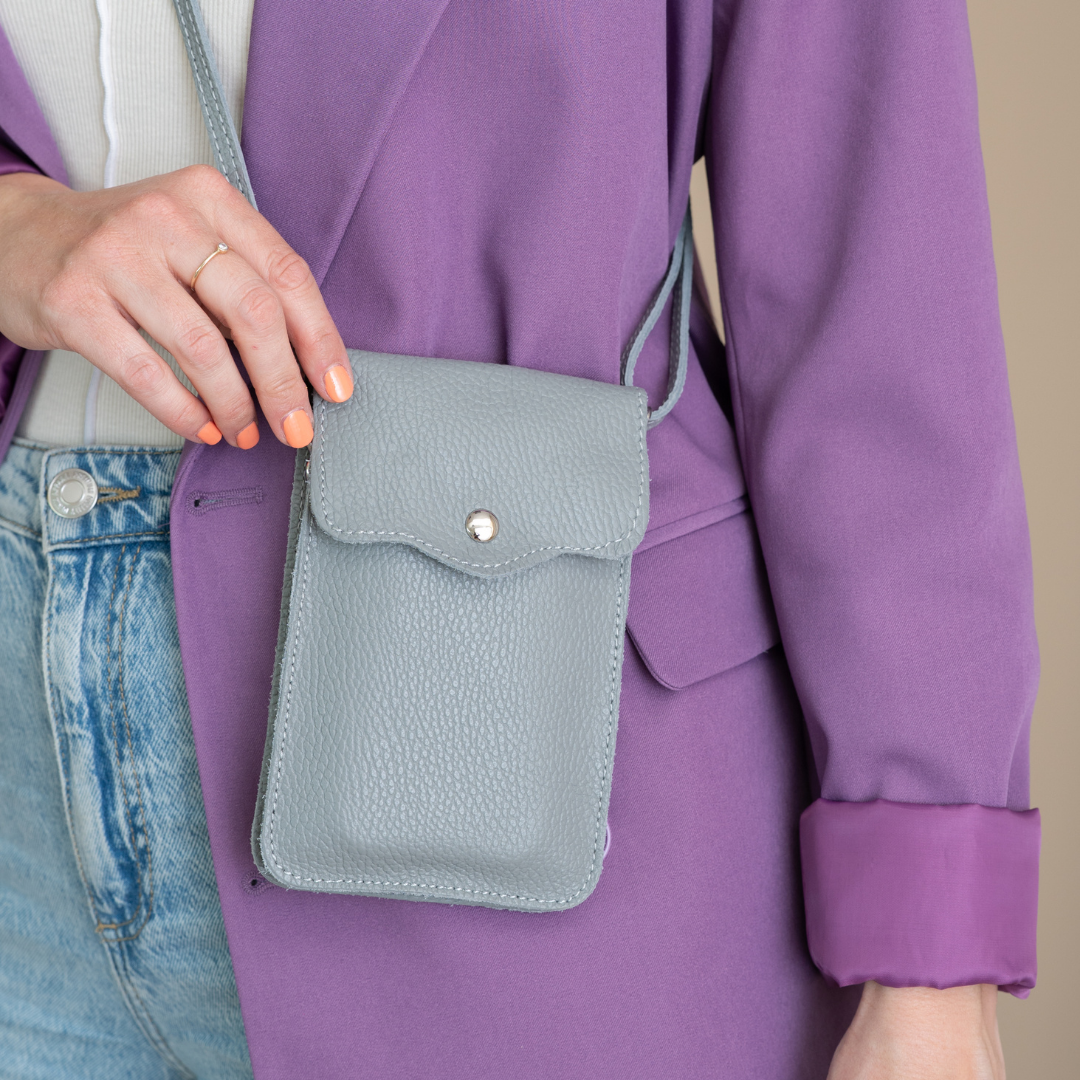 Handytasche Maike (Leder) 2 Fächer | Grau