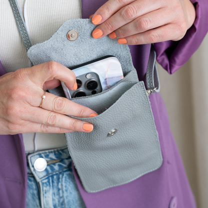 Handytasche Maike (Leder) 2 Fächer | Grau