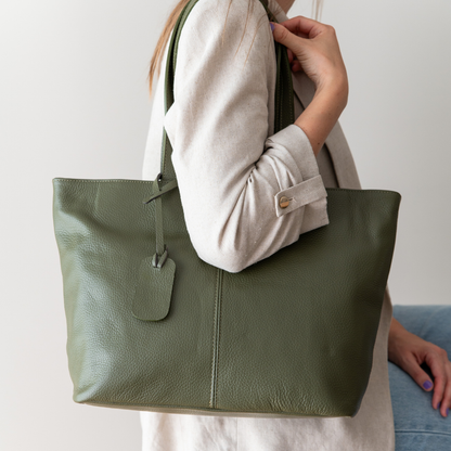 Leder Shopper Diede | Olive