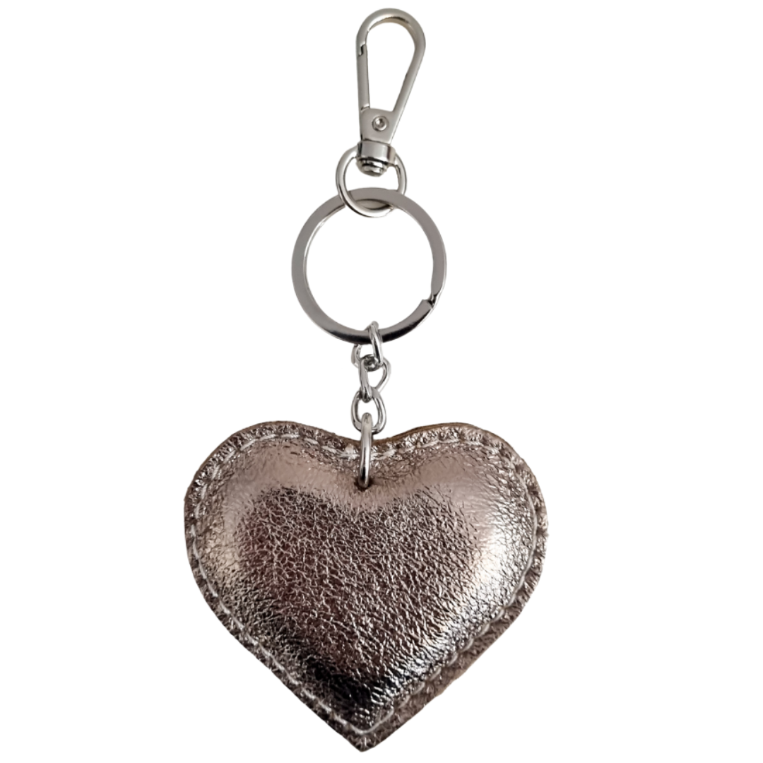 Heart Keychain | Taupe Metallic