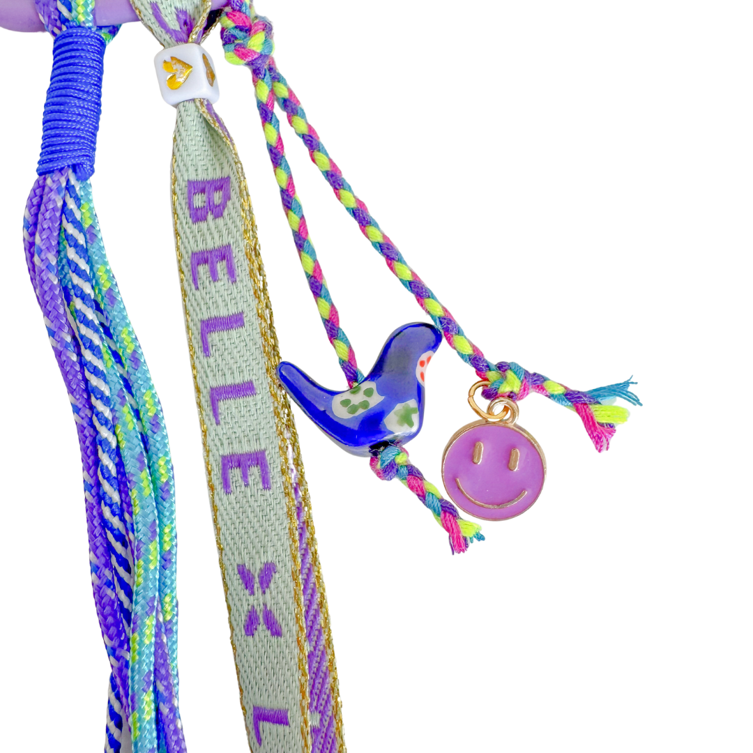 Telefonkabel kurz | Fuchsia-Türkis