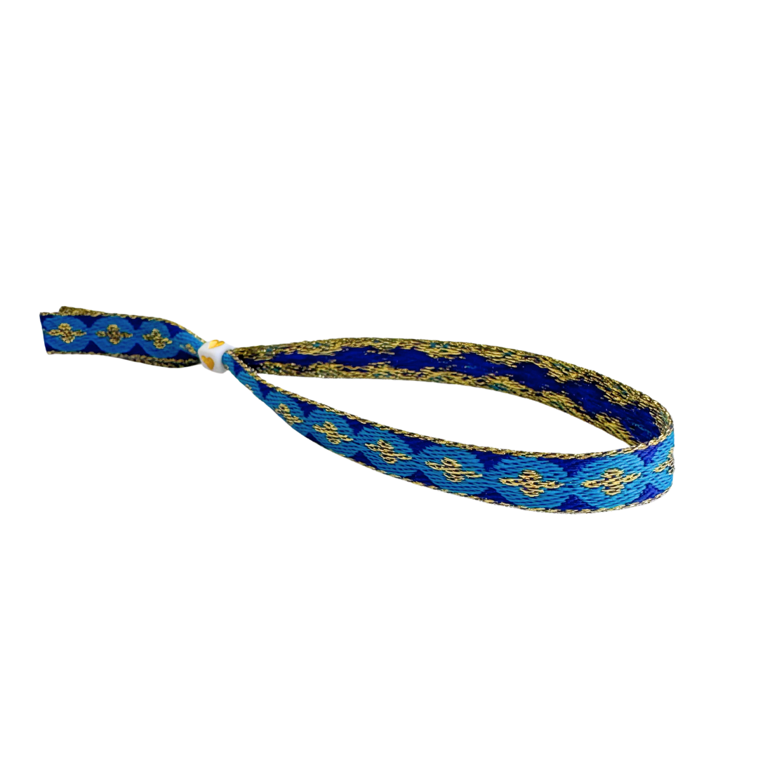 Bändchenarmband Blau-Gold
