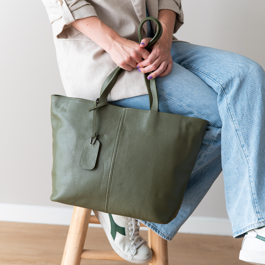 Leder Shopper Diede | Olive