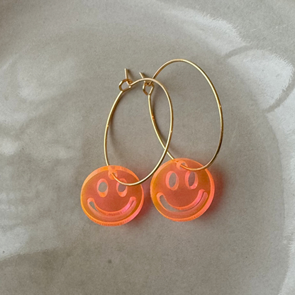 Earrings Creoles Bright Pink | Gold