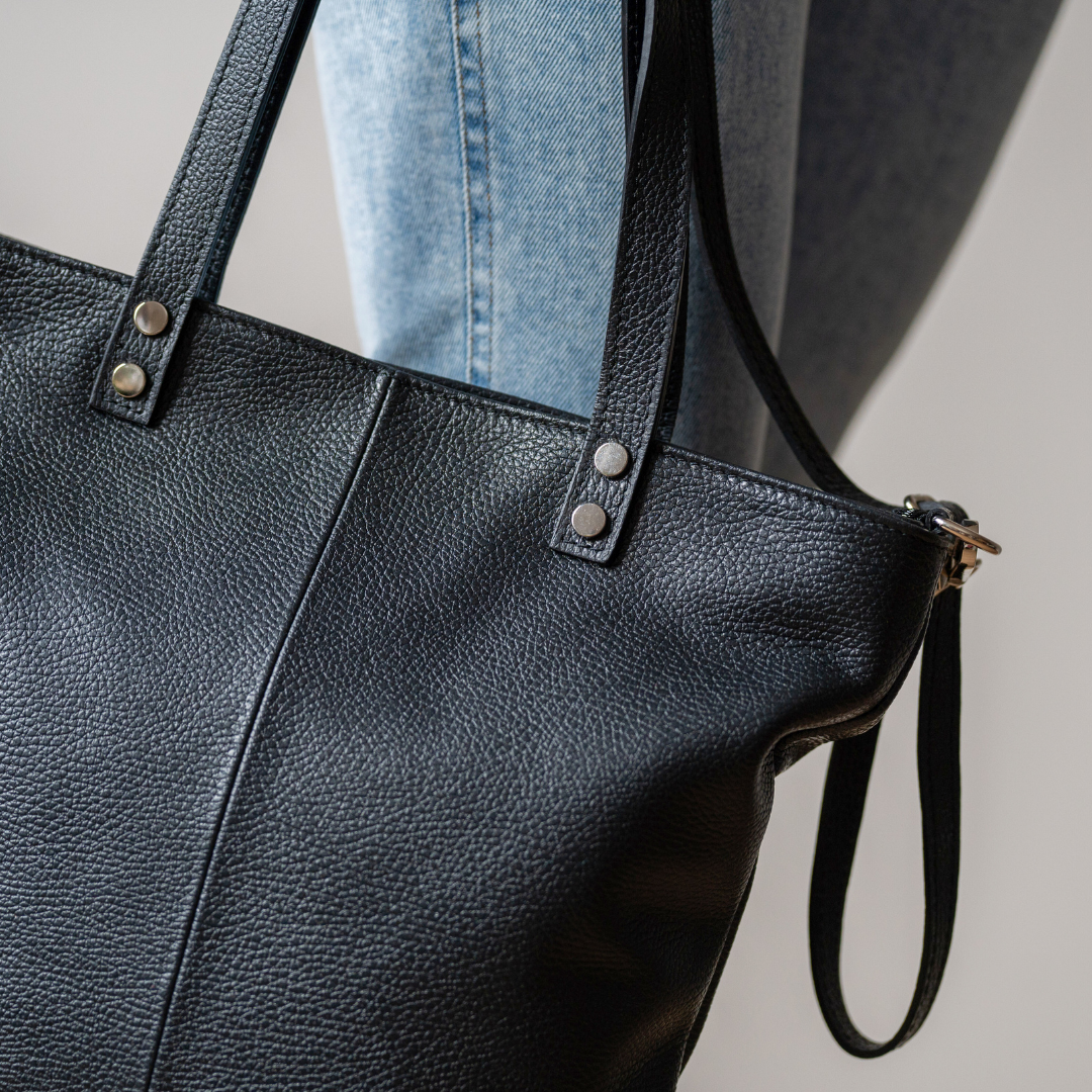 Leather Shopper Dore | Zwart