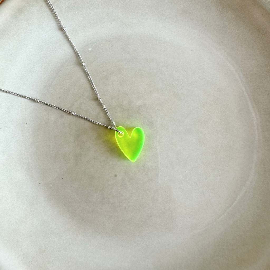 Ketting Lume Charms | Heart Neon Yellow Silver