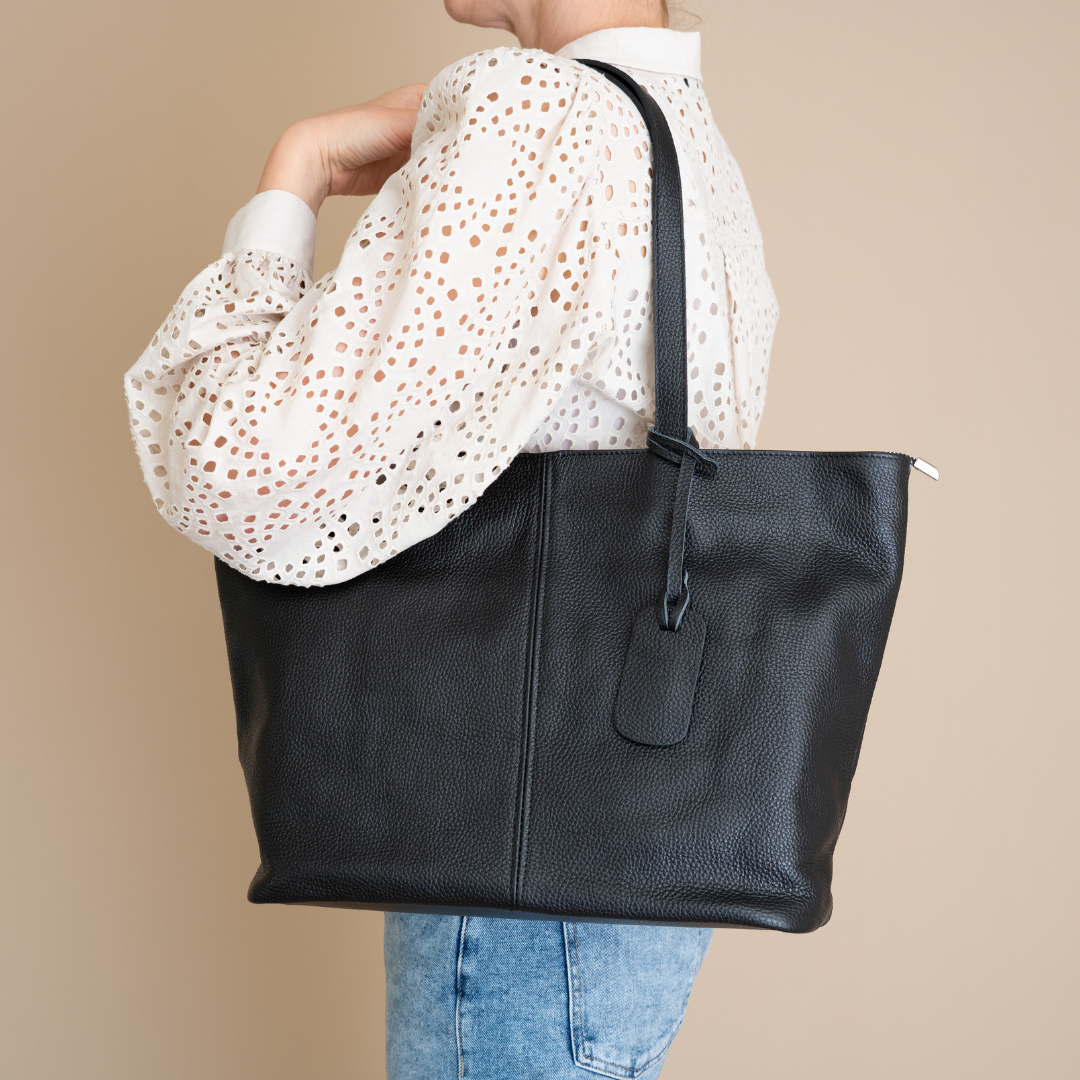 Leder Shopper Diede | Zwart