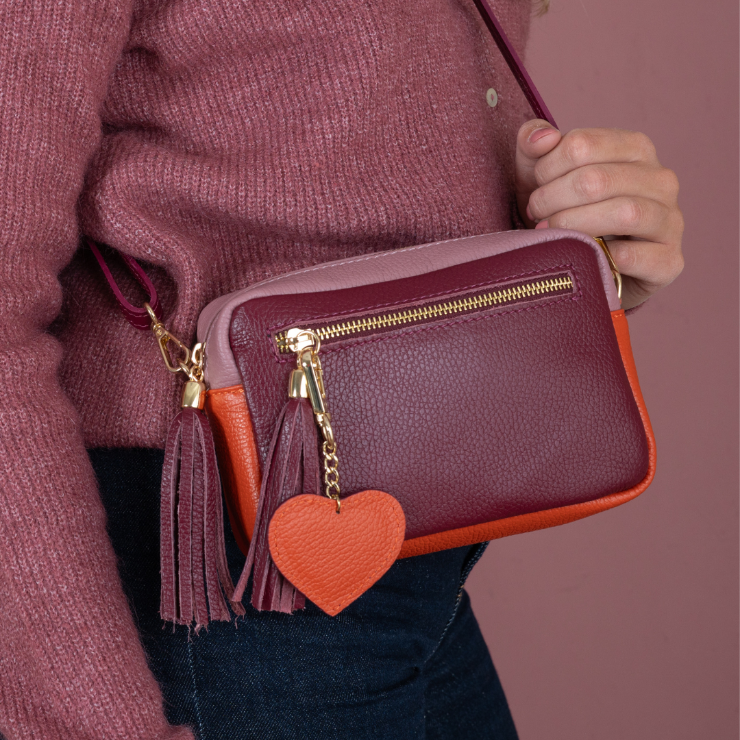 Sleutelhanger Hart Ive | Burgundy - Papaya