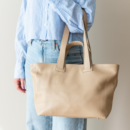 Leder Shopper Eve | Taupe