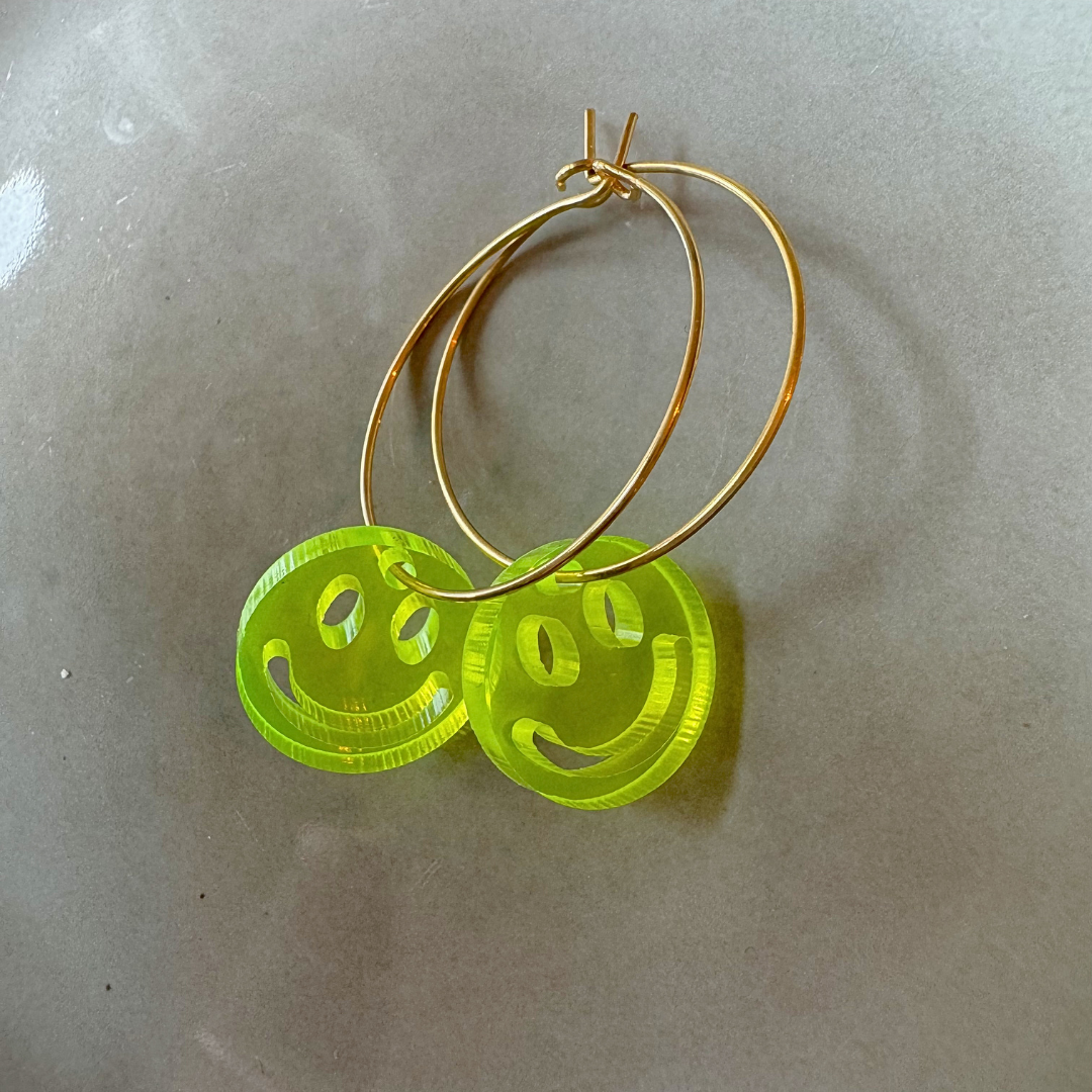 Oorbellen Hoops Lume Charms | Smile Neon Yellow