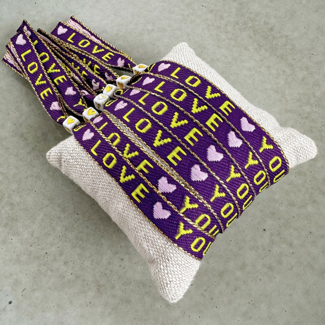 Armband mit Schleife Love You Lila