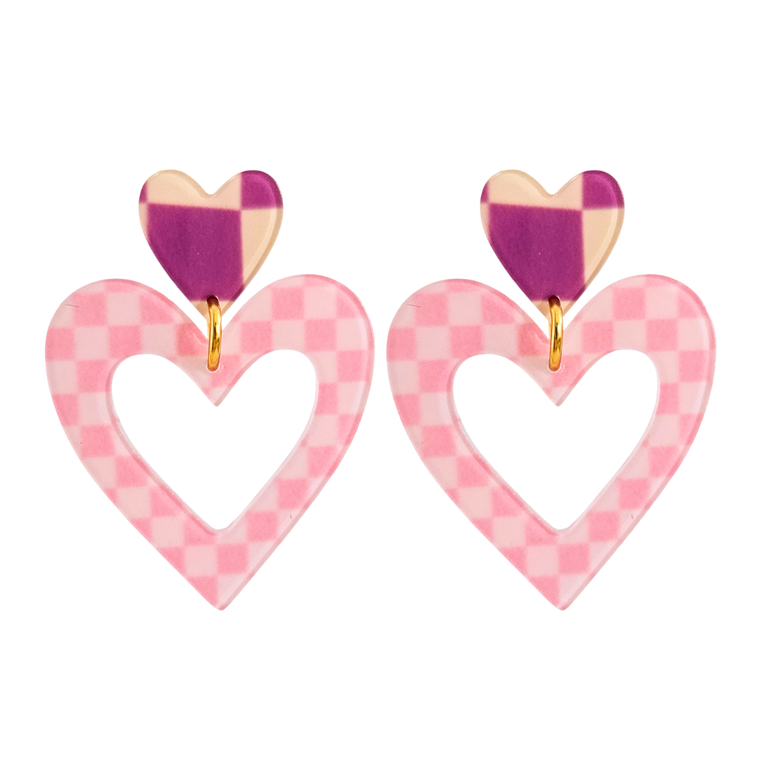 Oorbellen Harten | Roze - Paars