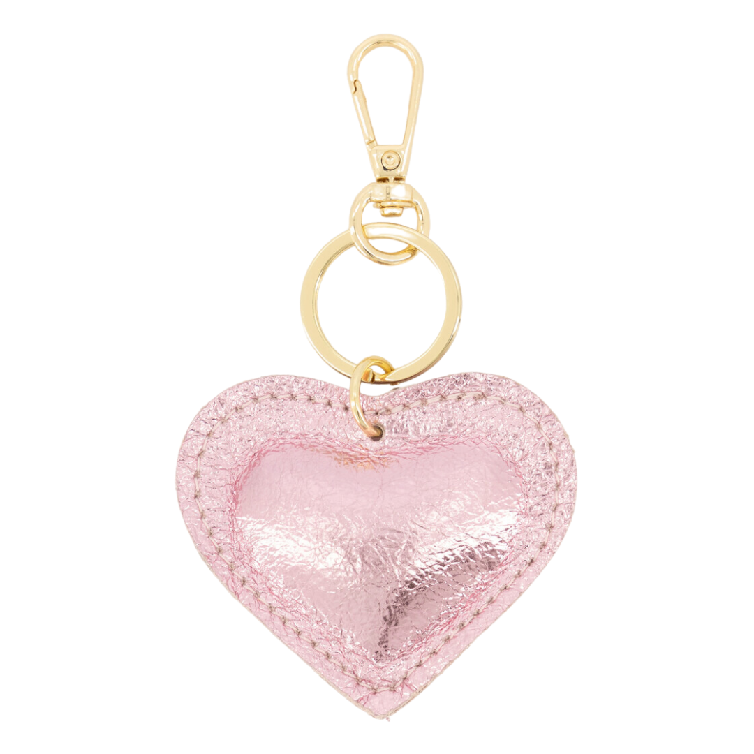 Sleutelhanger Hart Leer | Licht Roze Metallic