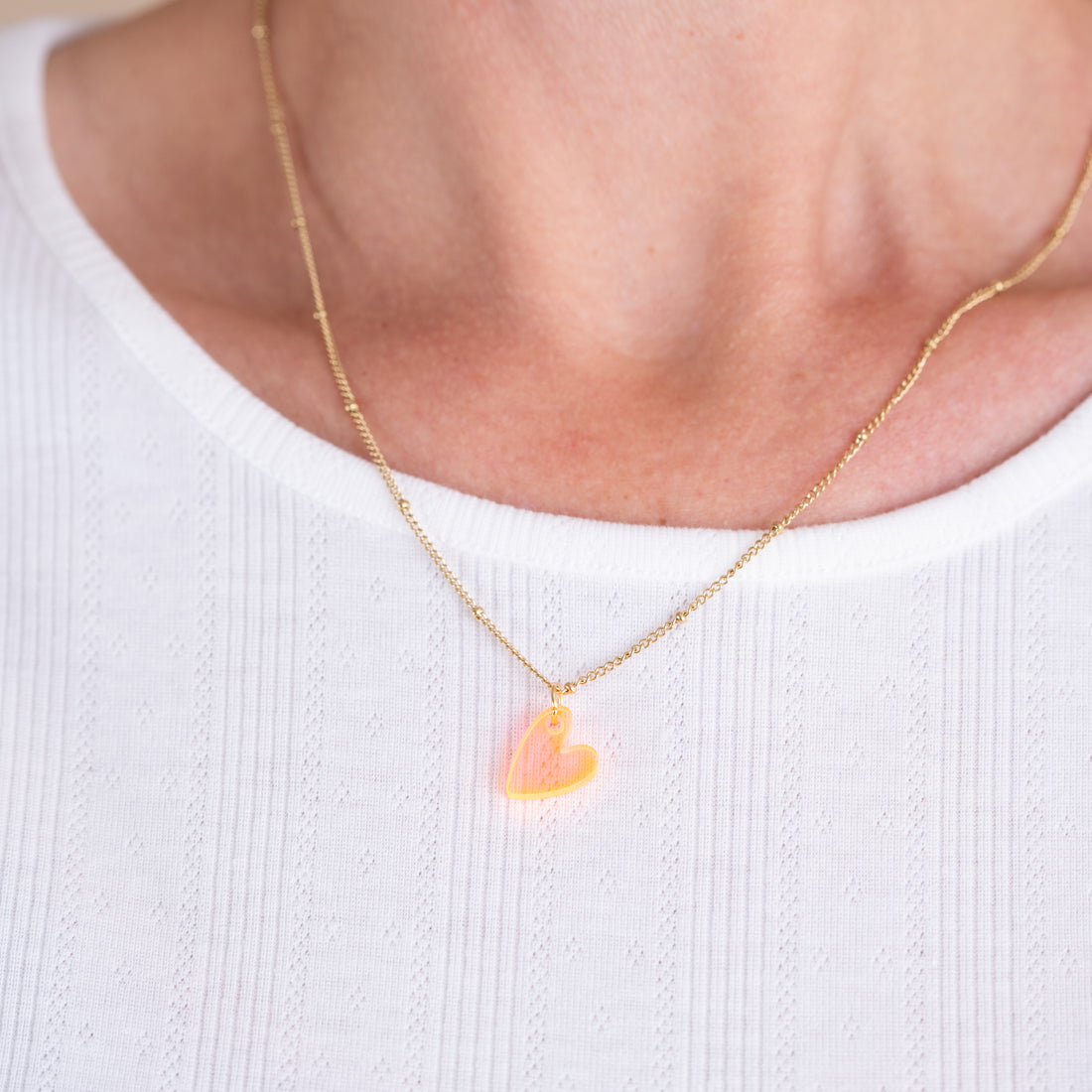 Ketting Lume Charms | Heart Neon Orange Gold