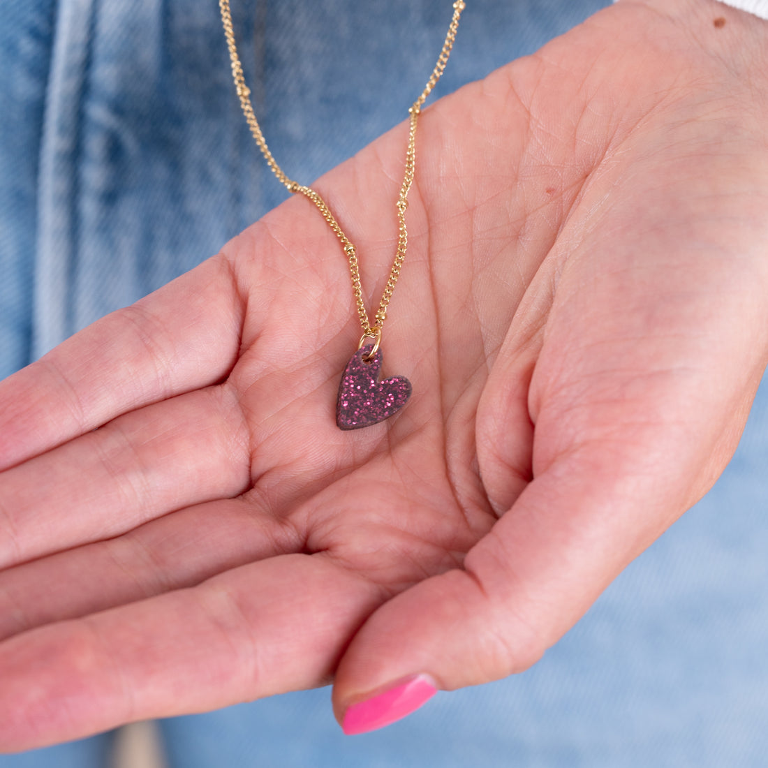 Ketting Lume Charms Glitter | Heart - Wine