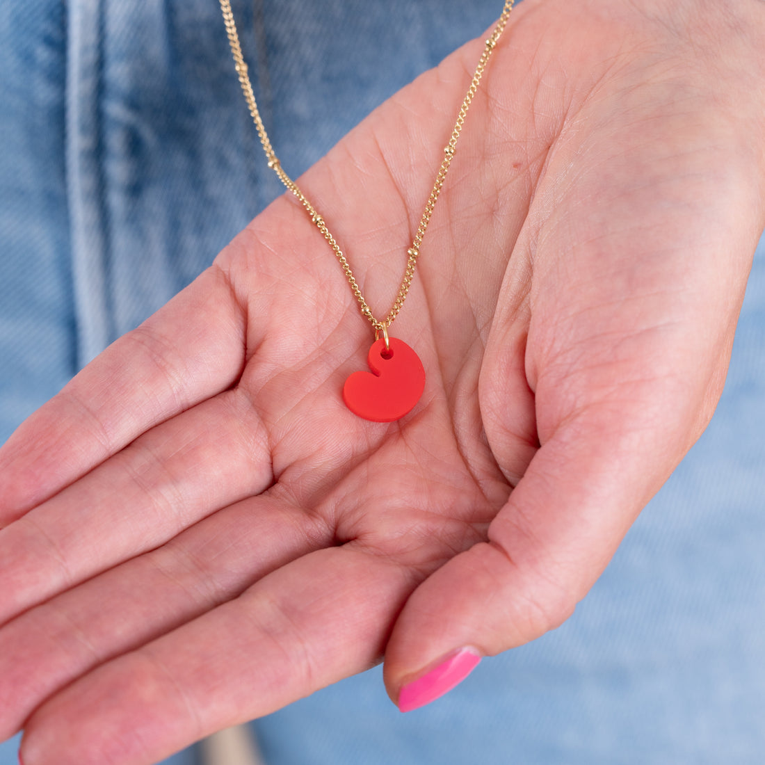 Ketting Lume Charms | Pompeblêdsje Rood Goud