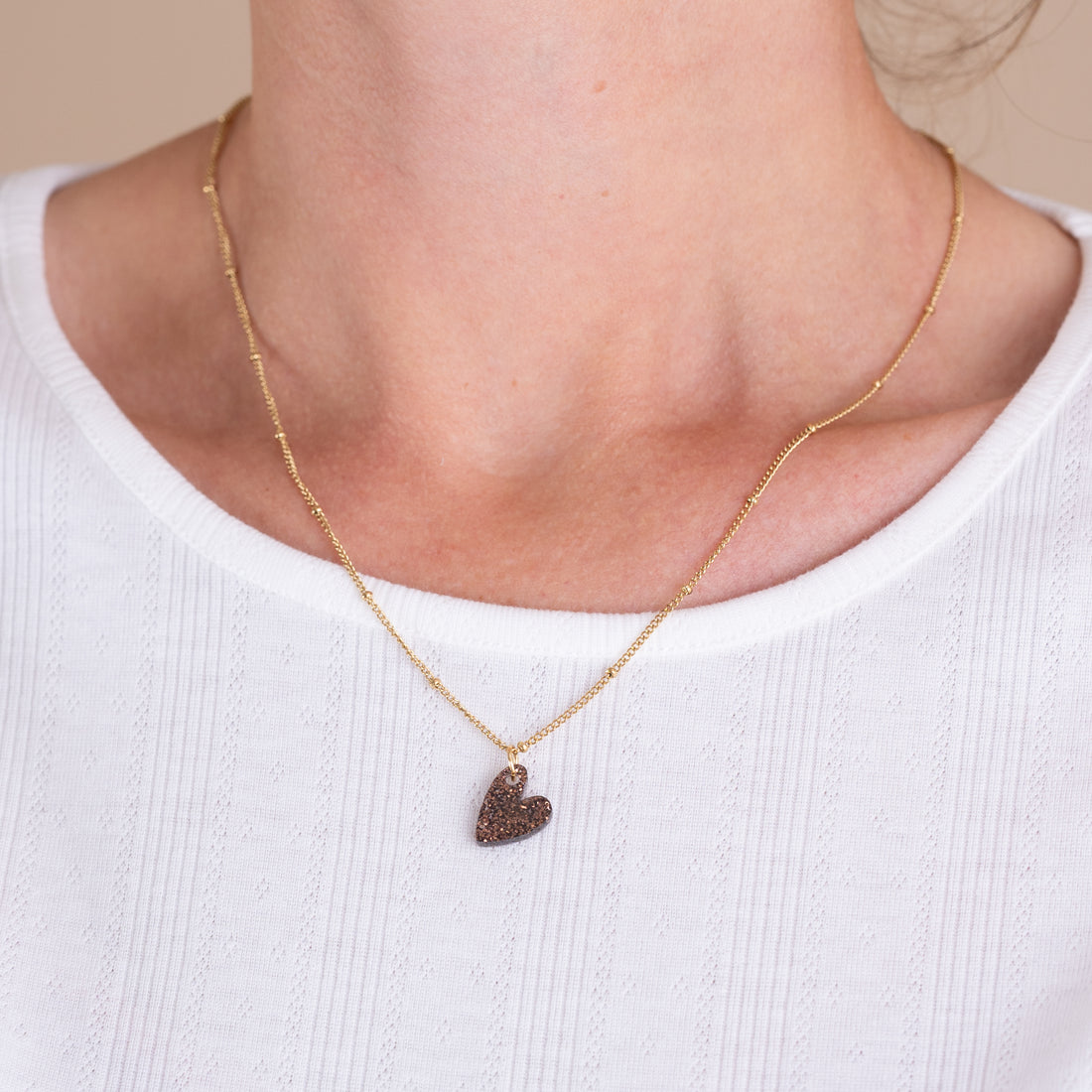 Ketting Lume Charms Glitter | Heart - Chocolate