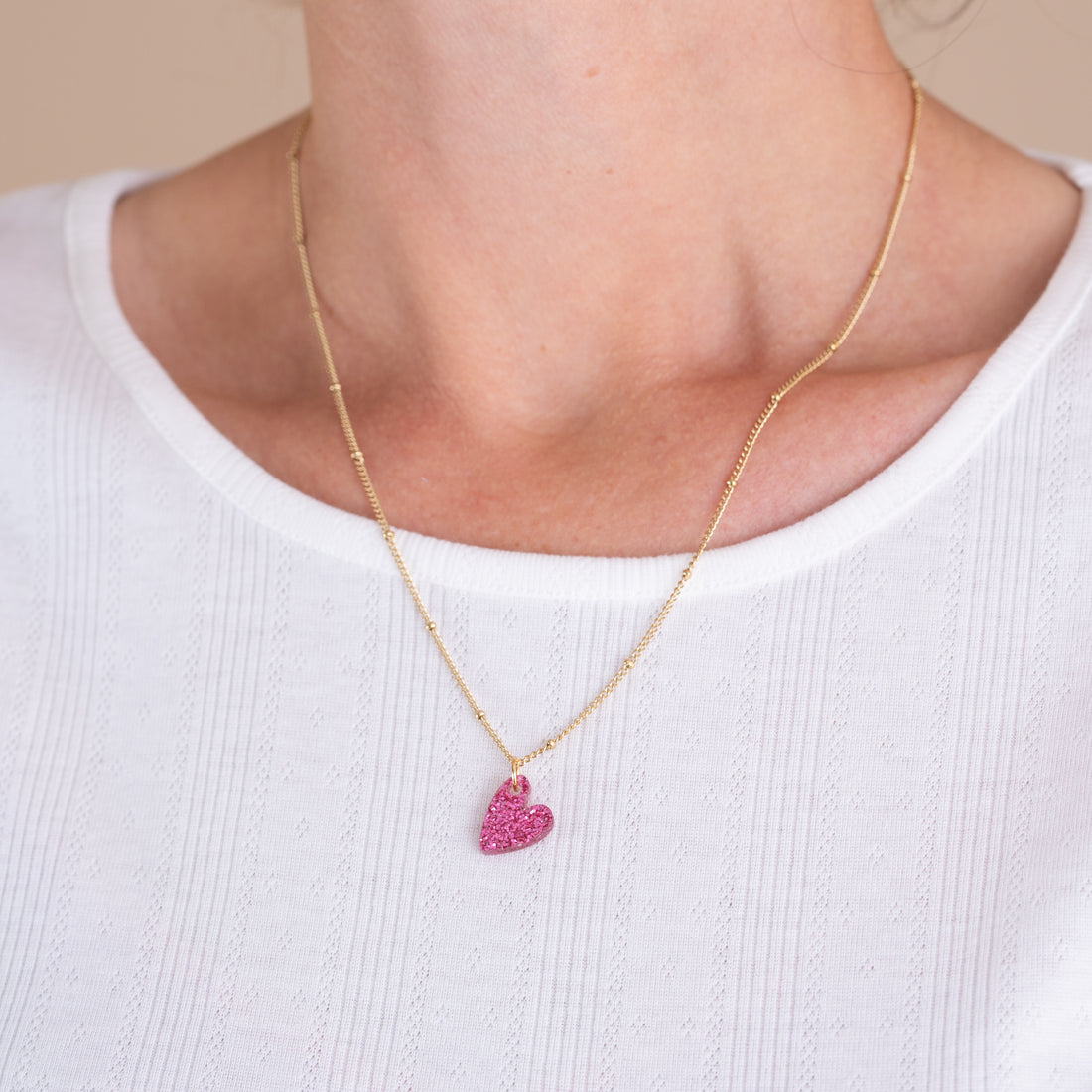 Ketting Lume Charms Glitter | Heart - Magenta Gold