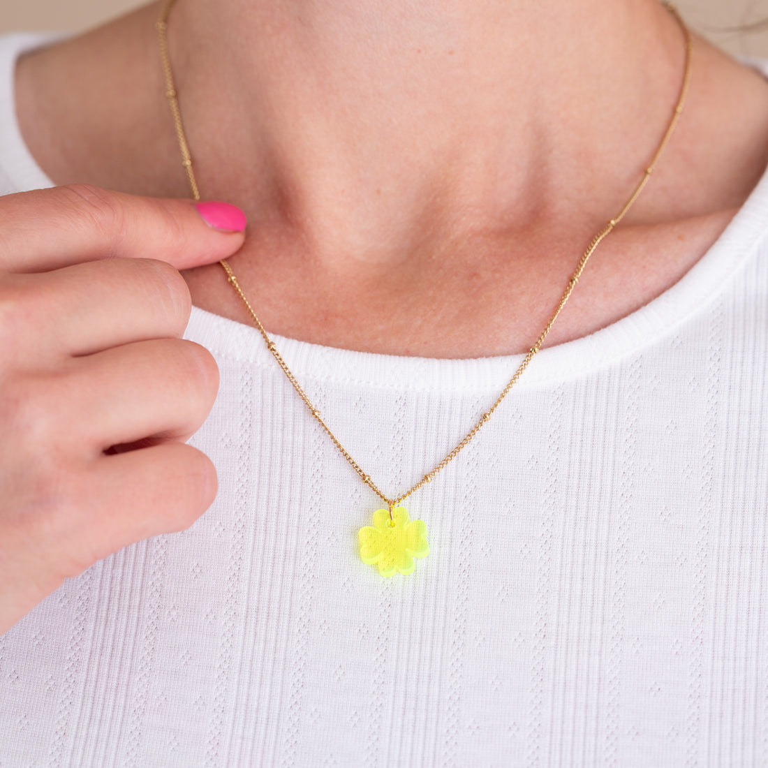 Ketting Lume Charms | Klavertje Neon Yellow Gold