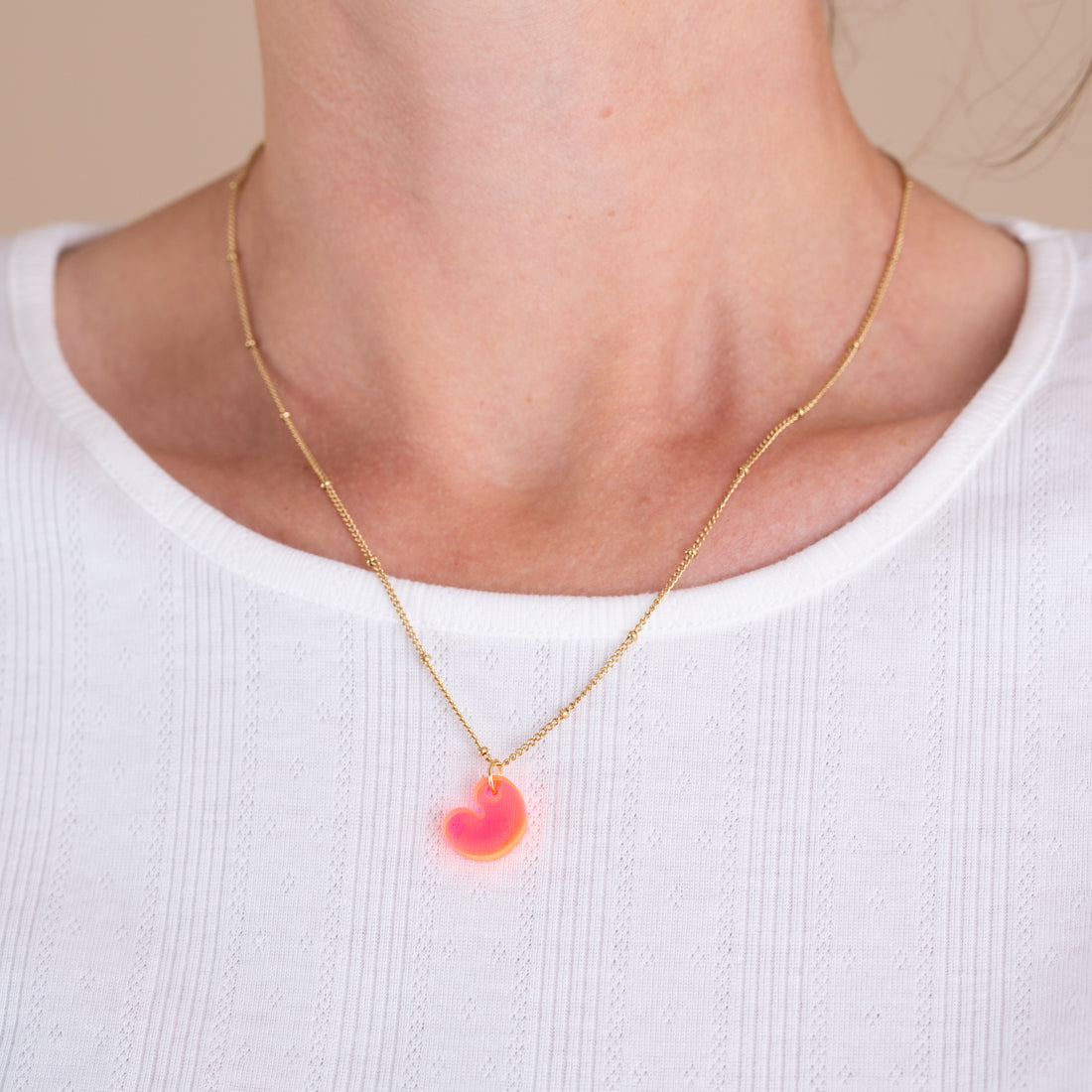 Ketting Lume Charms | Pompeblêdsje Neon Pink Goud