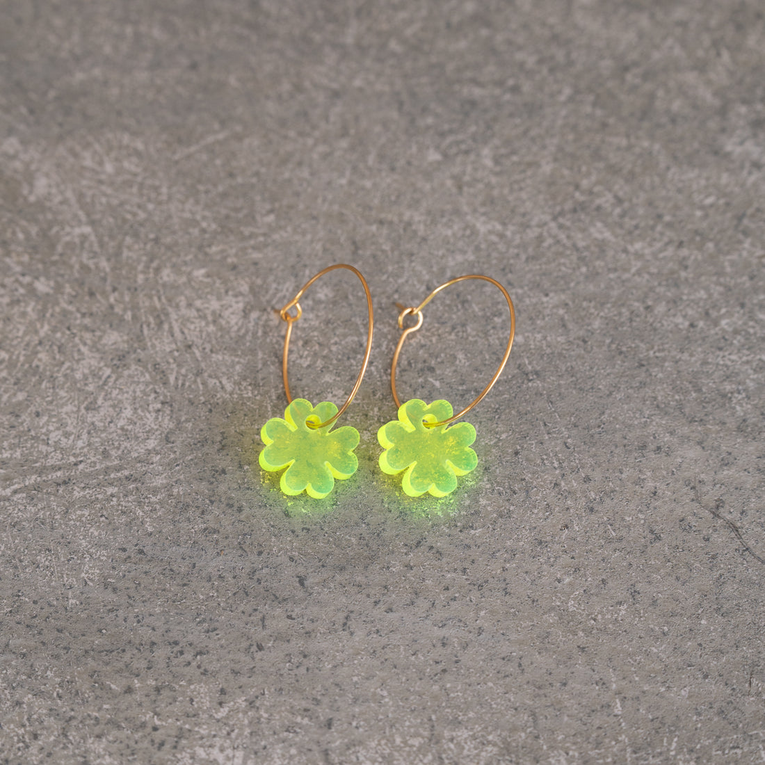 Oorbellen Hoops Lume Charms | Klaver Neon Yellow