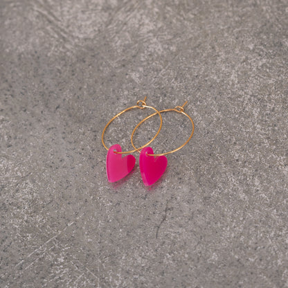 Earrings Creoles Bright Pink | Gold