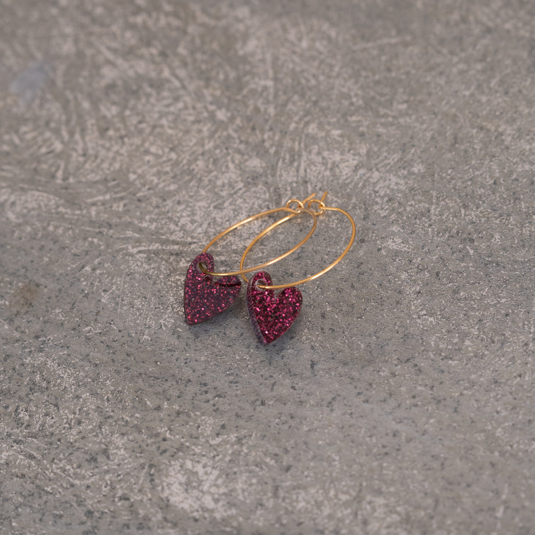 Oorbellen Hoops Lume Charms Glitter | Hearts - Wine