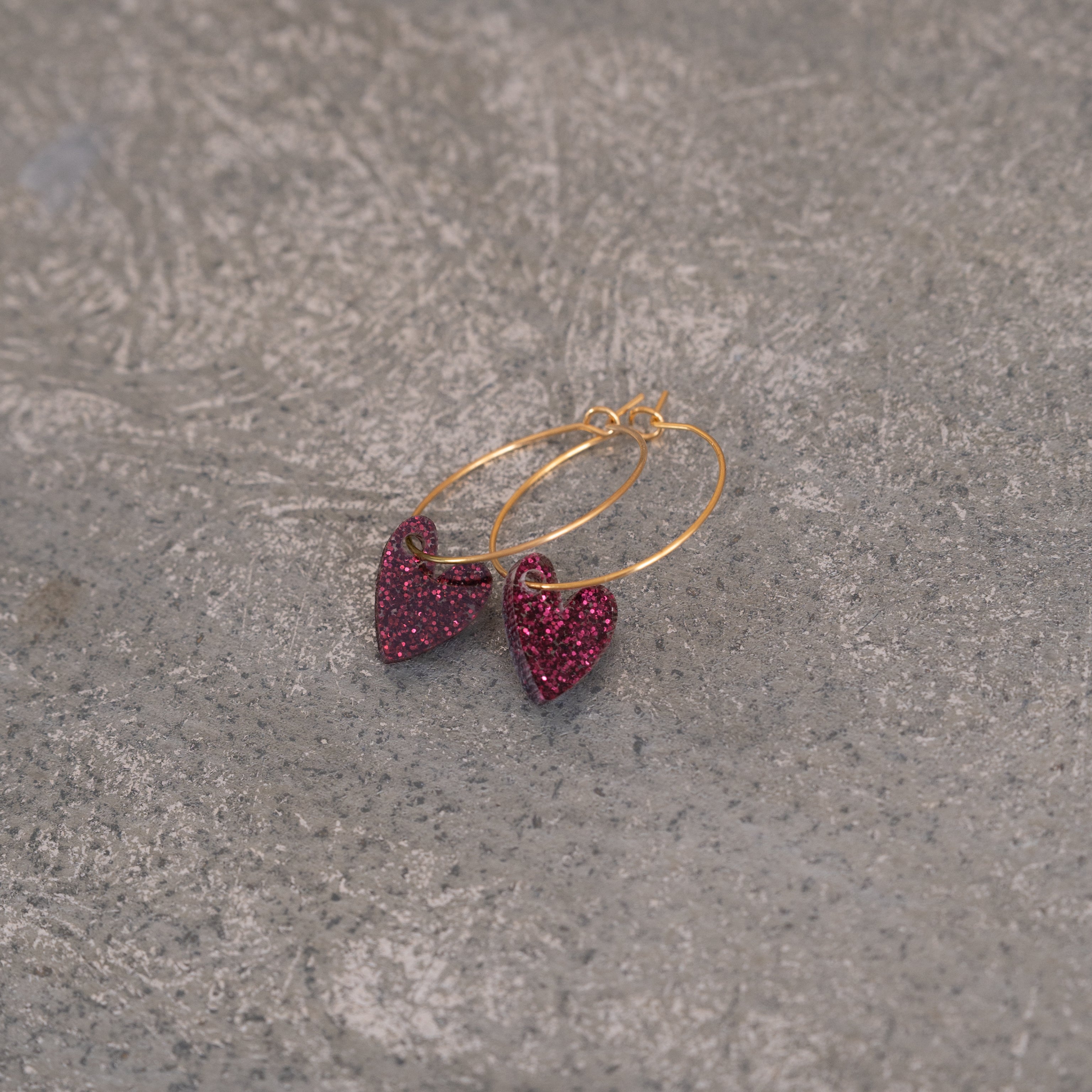 Earrings Creoles Bright Pink | Gold