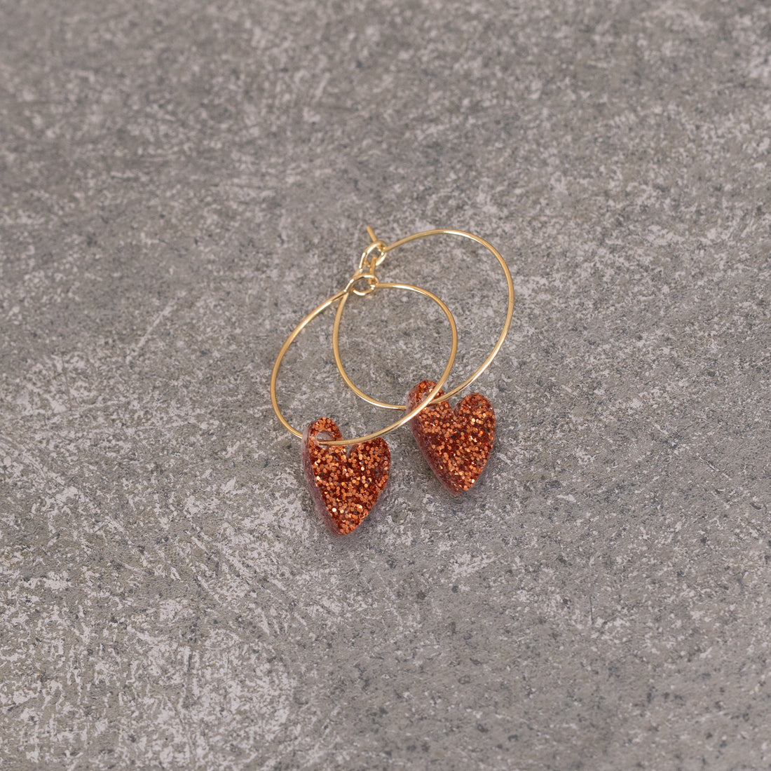 Oorbellen Hoops Lume Charms Glitter | Hearts - Copper
