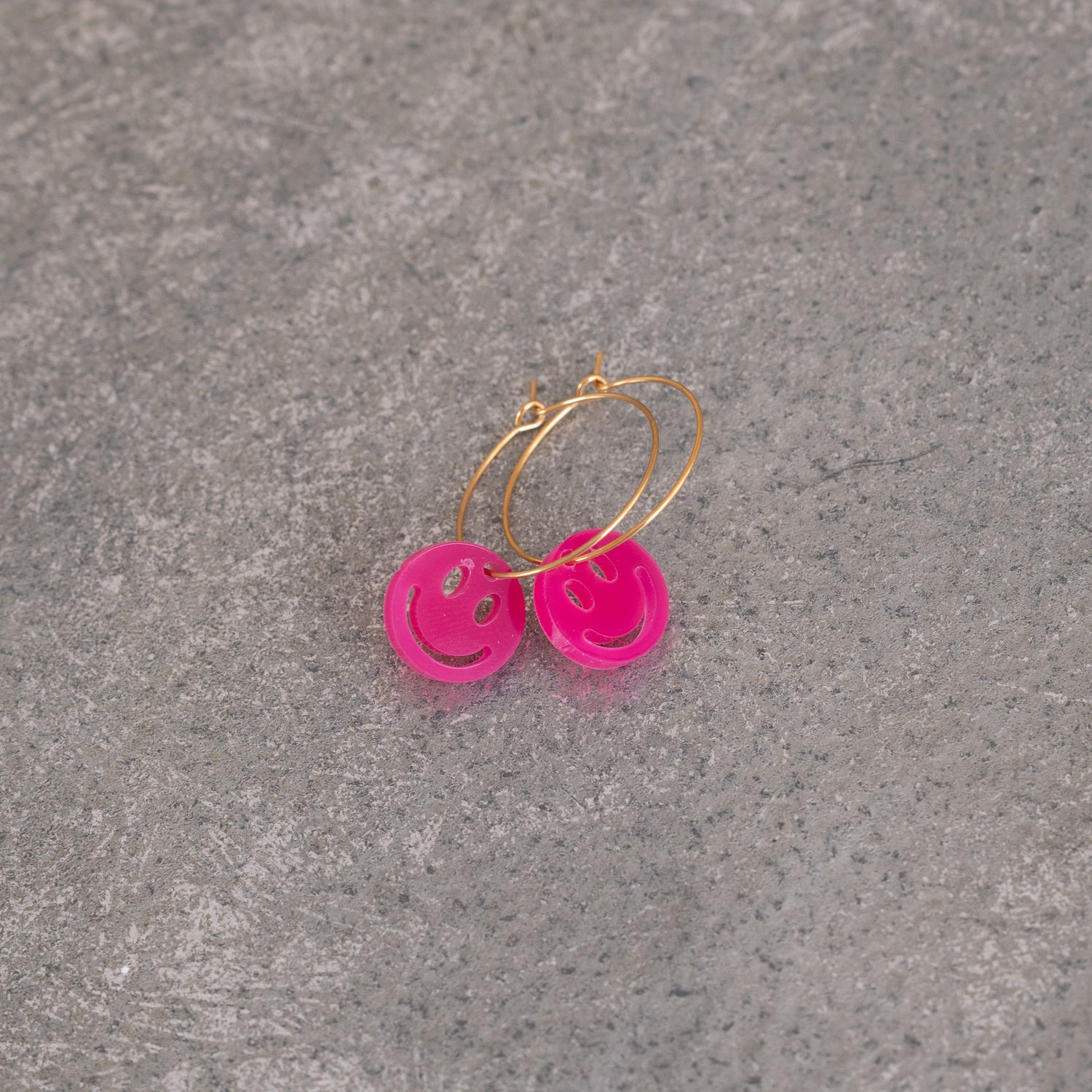 Earrings Creoles Bright Pink | Gold