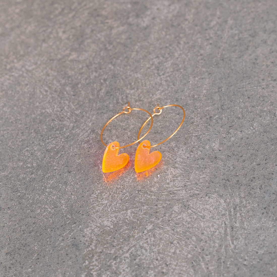 Oorbellen Hoops Lume Charms | Heart Neon Orange
