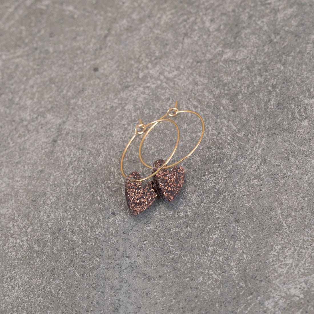 Oorbellen Hoops Lume Charms Glitter | Hearts - Chocolate