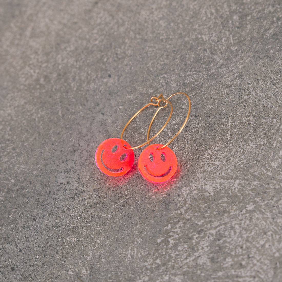 Oorbellen Hoops Lume Charms | Smile Neon Pink