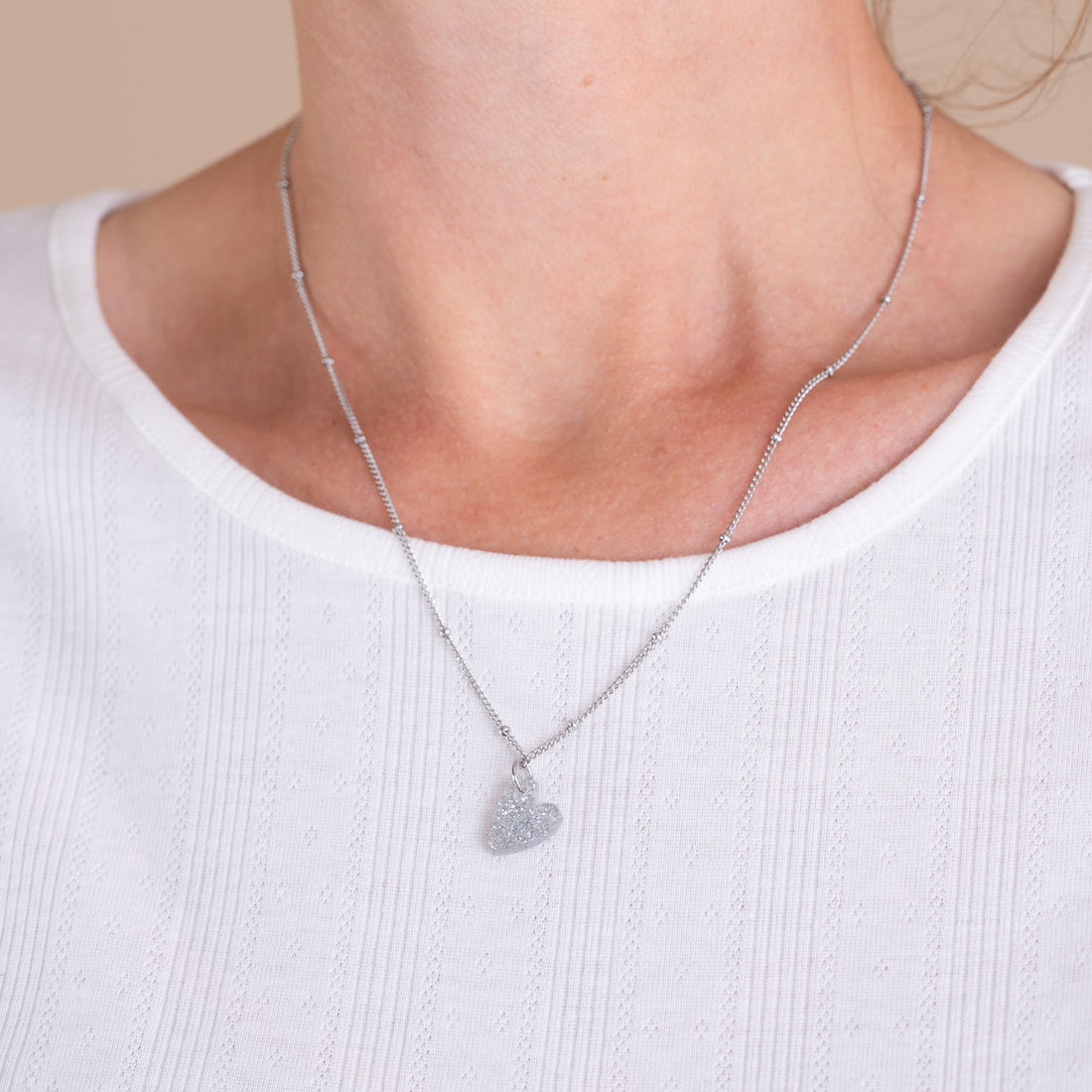 Ketting Lume Charms Glitter | Heart - Zilver