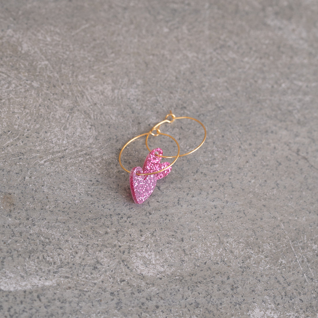 Oorbellen Hoops Lume Charms Glitter | Hearts - Magenta Gold
