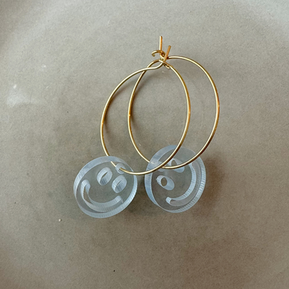 Earrings Creoles Bright Pink | Gold