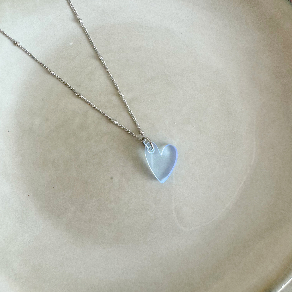 Ketting Lume Charms | Heart Neon Blue Silver