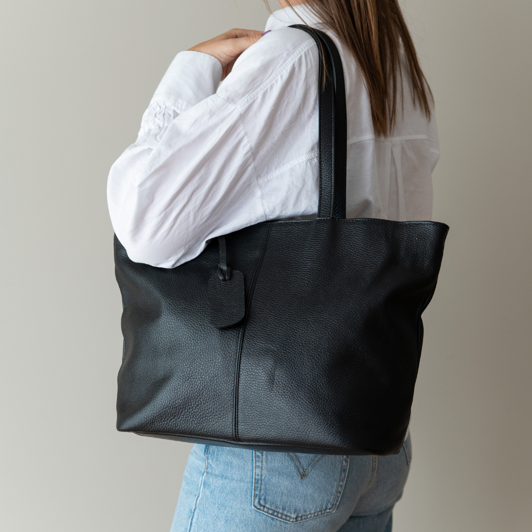 Leder Shopper Diede | Zwart