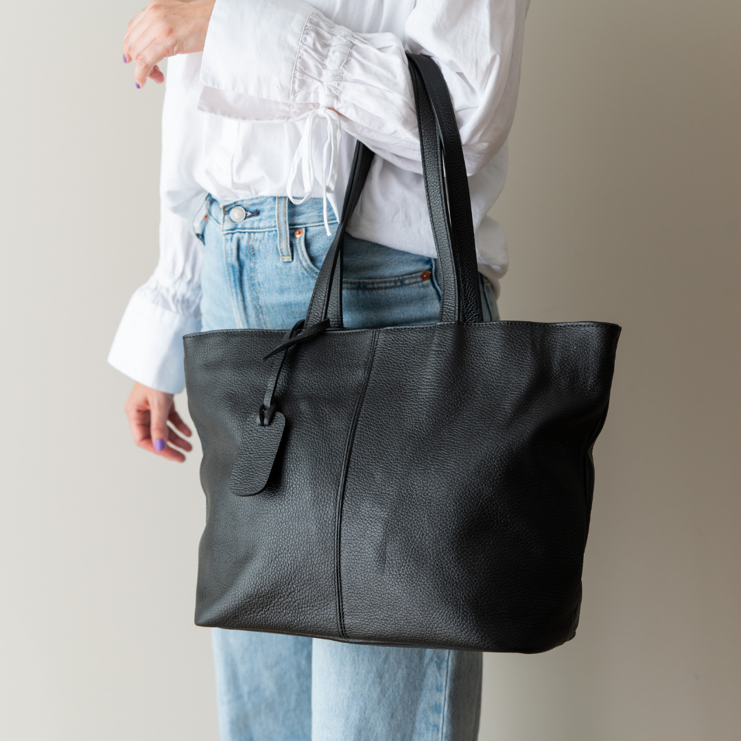 Leder Shopper Diede | Schwarz