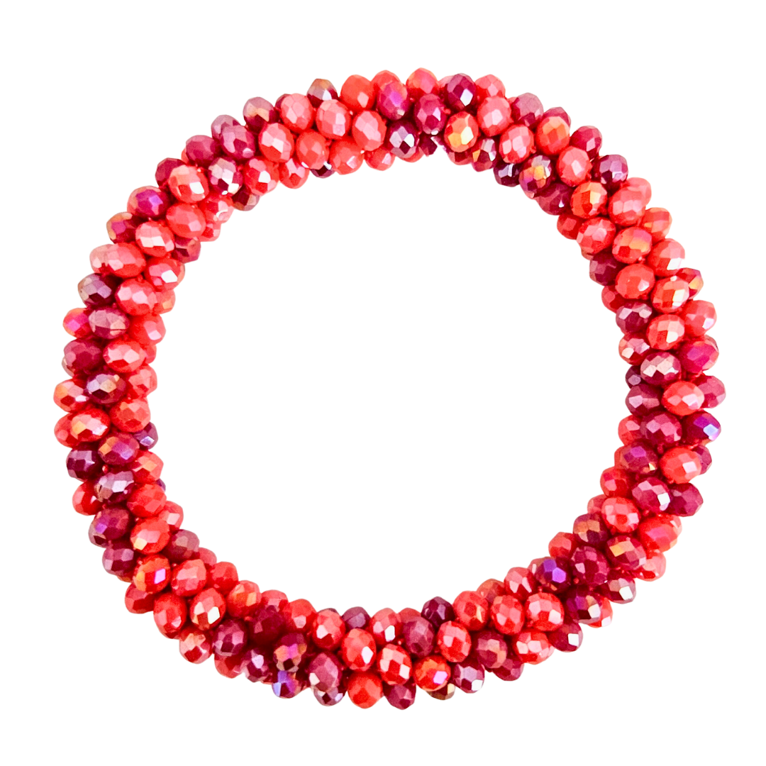 Roll On Facet Armband | Red Mix